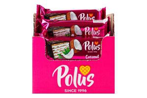 Торт вафельний глазурований POLUS Кокос 50г (ящик 30 шт)